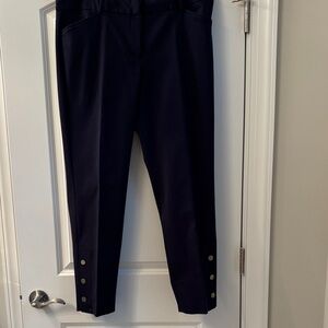 Talbots Hamshire Navy Pants with Brushed Gold Button Accents